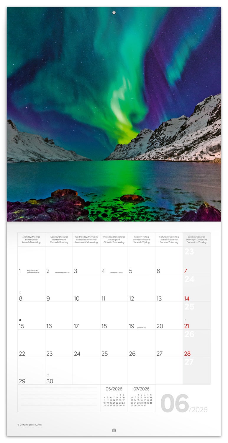 Kalender 2026 Aurora Borealis 30X30Cm