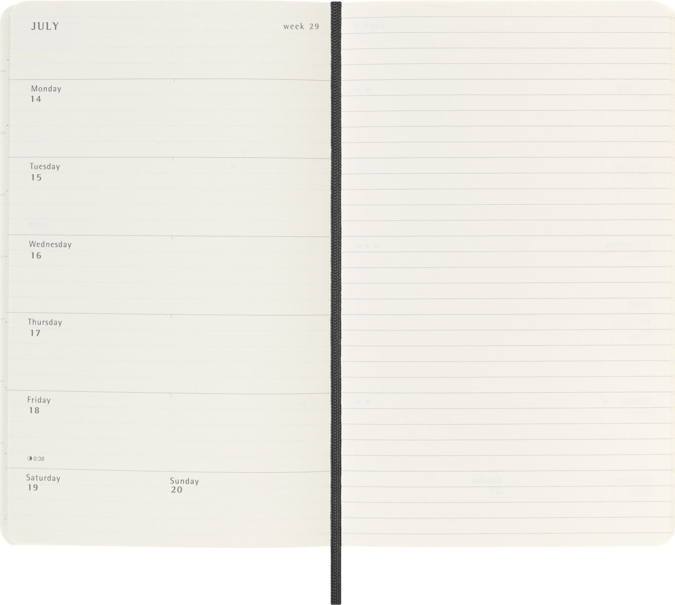 Kalender Moleskine 2025 Soft Large Uke Notat Sort