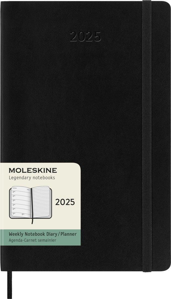Kalender Moleskine 2025 Soft Large Uke Notat Sort