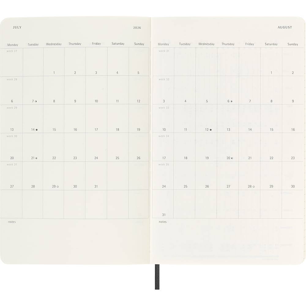 Kalender Moleskine 25/26 18M Soft Large Uke Sort