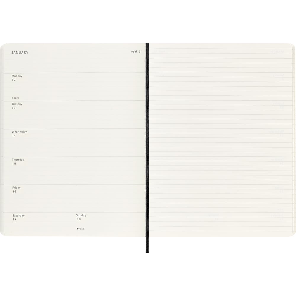 Kalender Moleskine 25/26 18M Soft XL Uke Sort