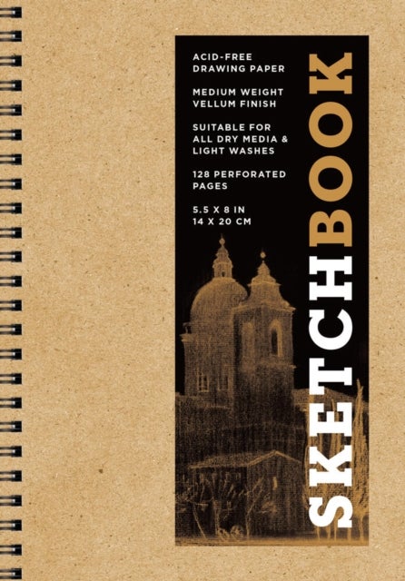 Sketchbook 5.5 x 8' Kraft Spiral Hardcover Mixed Media Sketchbook for Drawing - Acid-Free Quality Paper (128 pages)
