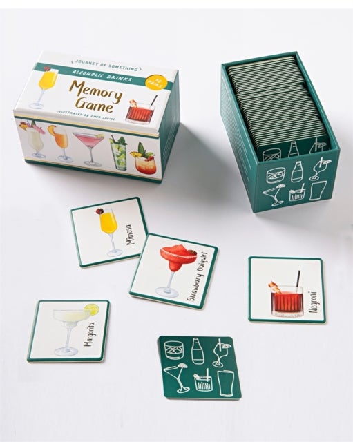 Memory Game: Alcoholic Drinks - A fun, fast-paced, dinner party game for adults, with 60 cards in a plastic-free box