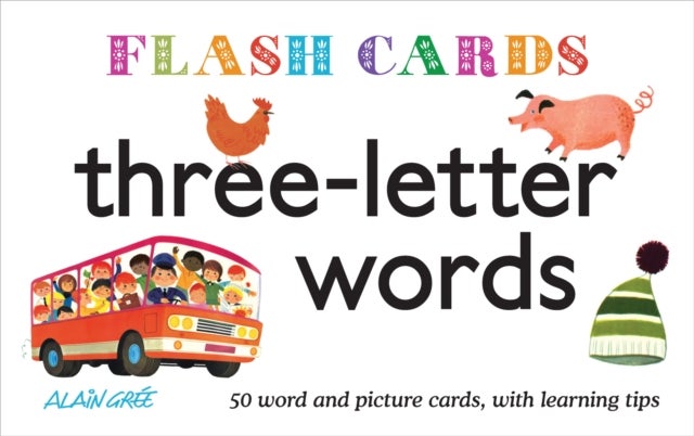 Three-Letter Words - Flash Cards - 50 word and picture cards, with learning tips