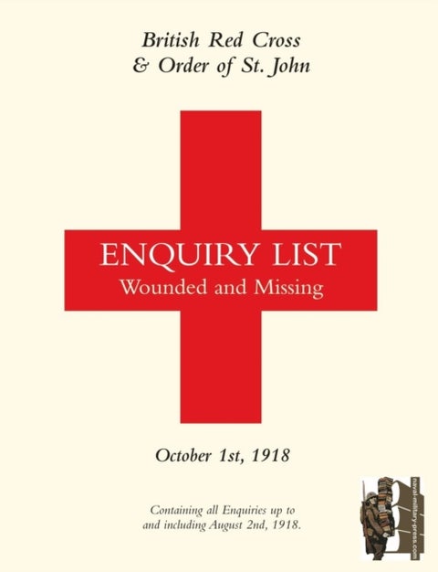 British Red Cross and Order of St John Enquiry List for Wounded and Missing - OCTOBER 1ST 1918 Part Two