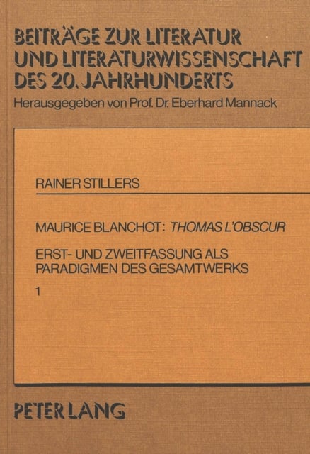 Maurice Blanchot: Thomas l''Obscur