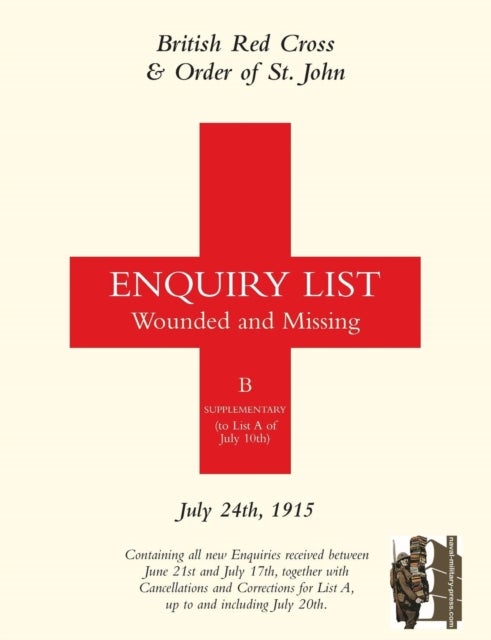 British Red Cross and Order of St John Enquiry List for Wounded and Missing - July 24th 1915