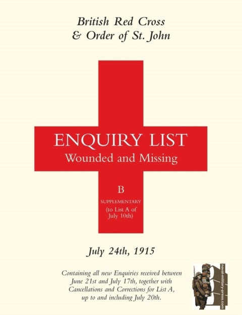 British Red Cross and Order of St John Enquiry List for Wounded and Missing - July 24th 1915
