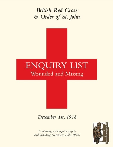 British Red Cross and Order of St John Enquiry List for Wounded and Missing - DECEMBER 1ST 1918 Part Two