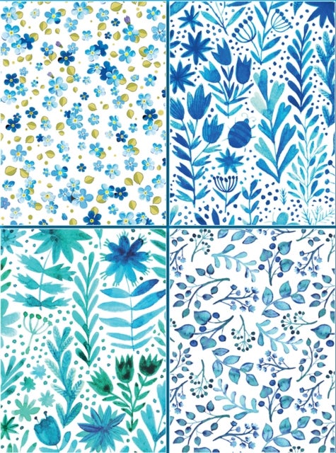 Set of Four Magnetic Notepads: Blue Abstract - A Collection of Handy Notepads with Easy Magnetic Fastening, Contained Within a Decorative Box