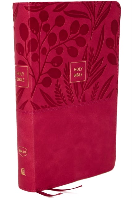 NKJV, End-of-Verse Reference Bible, Personal Size Large Print, Leathersoft, Pink, Thumb Indexed, Red Letter, Comfort Print - Holy Bible, New King James Version