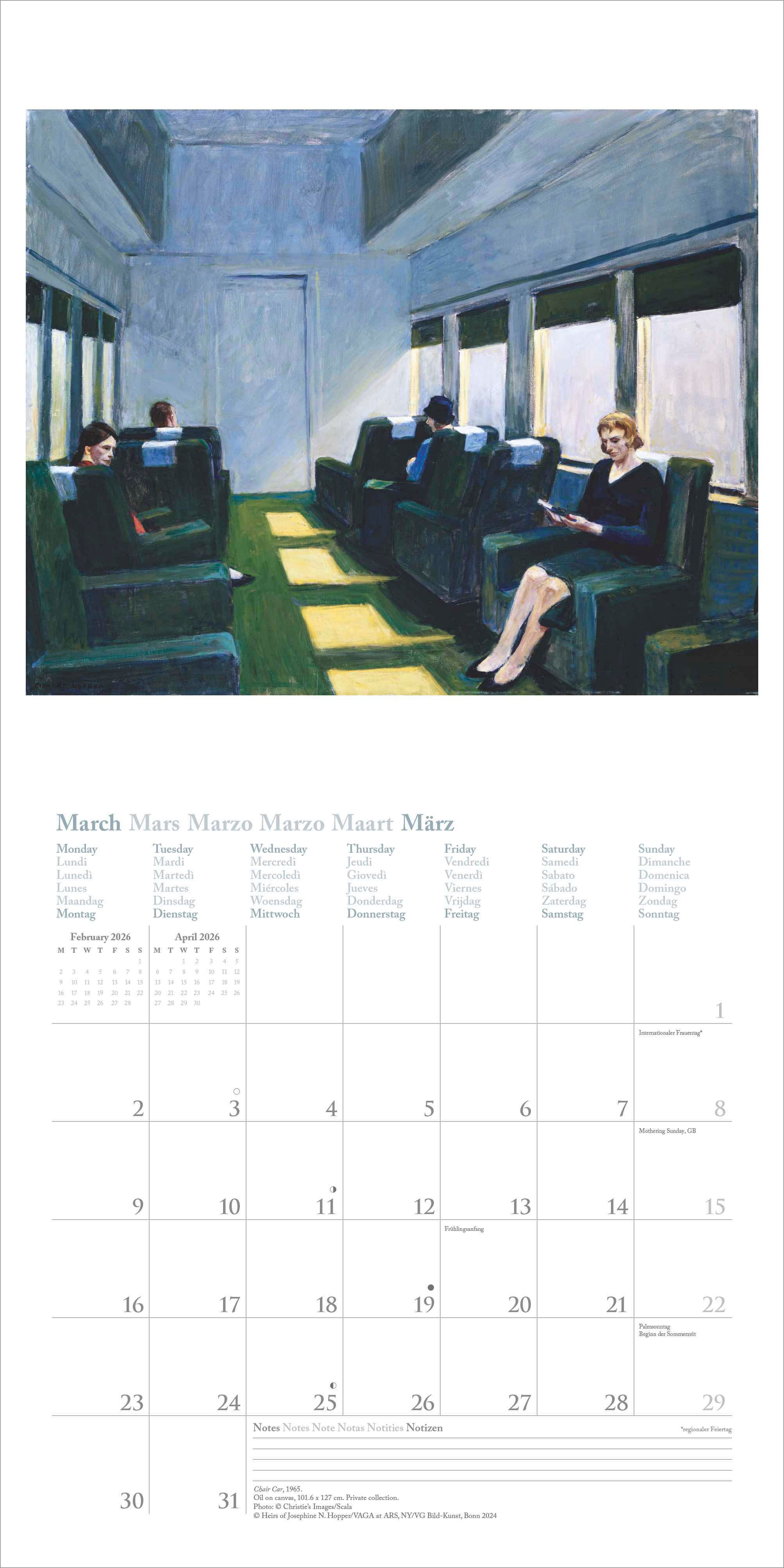 Kalender 2026 30x30 Edward Hopper