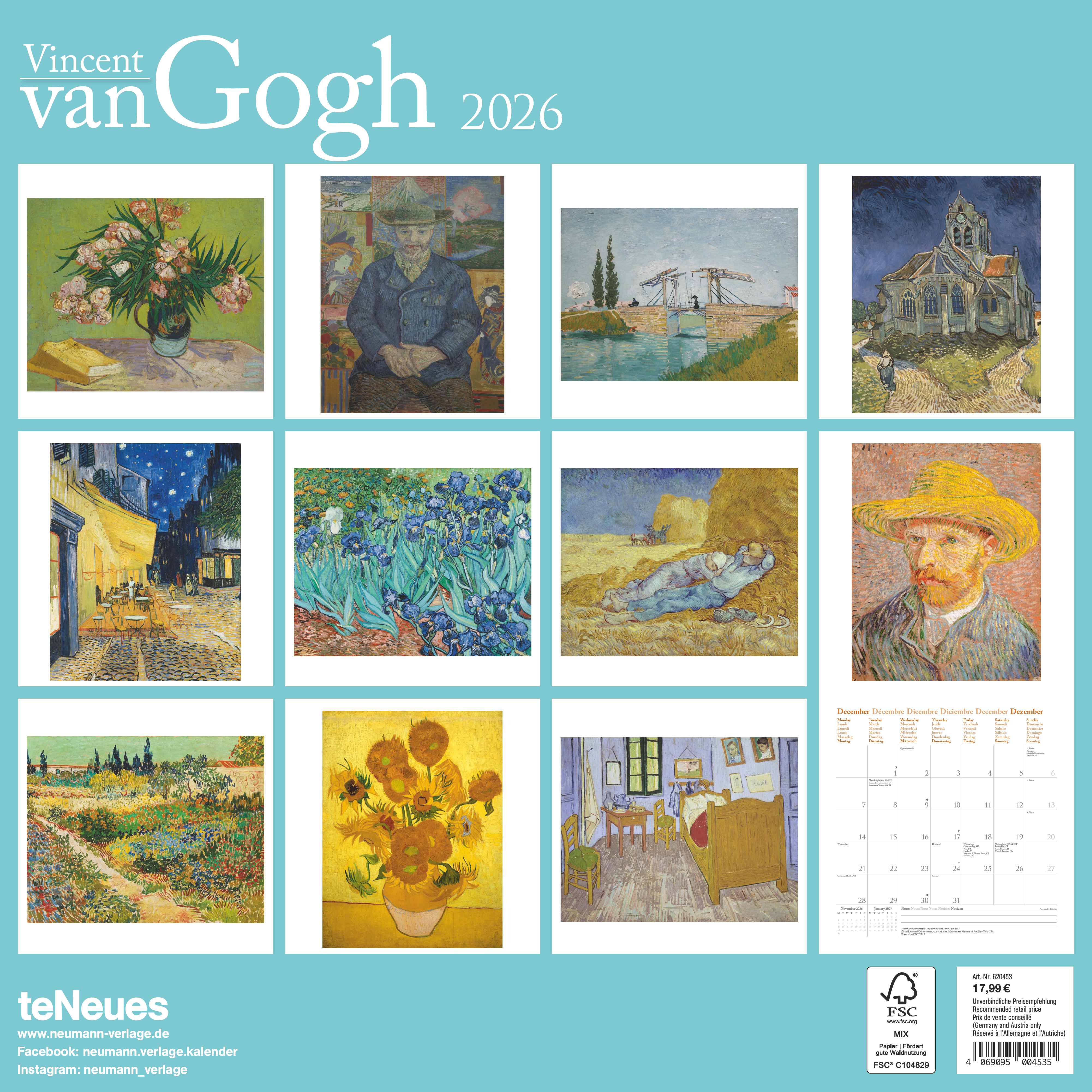 Kalender 2026 30x30 Vincent van Gogh
