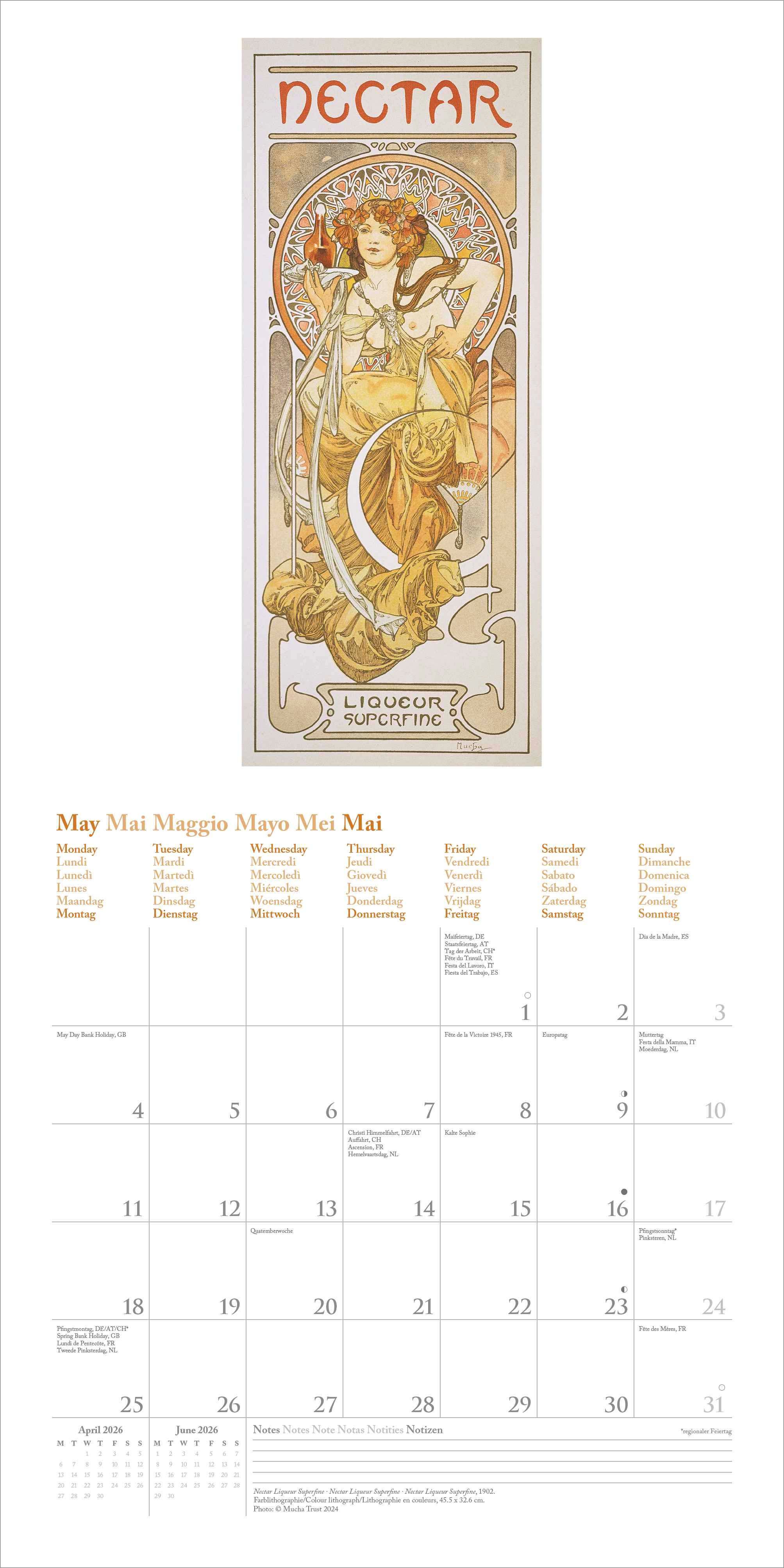 Kalender 2026 30x30 Mucha