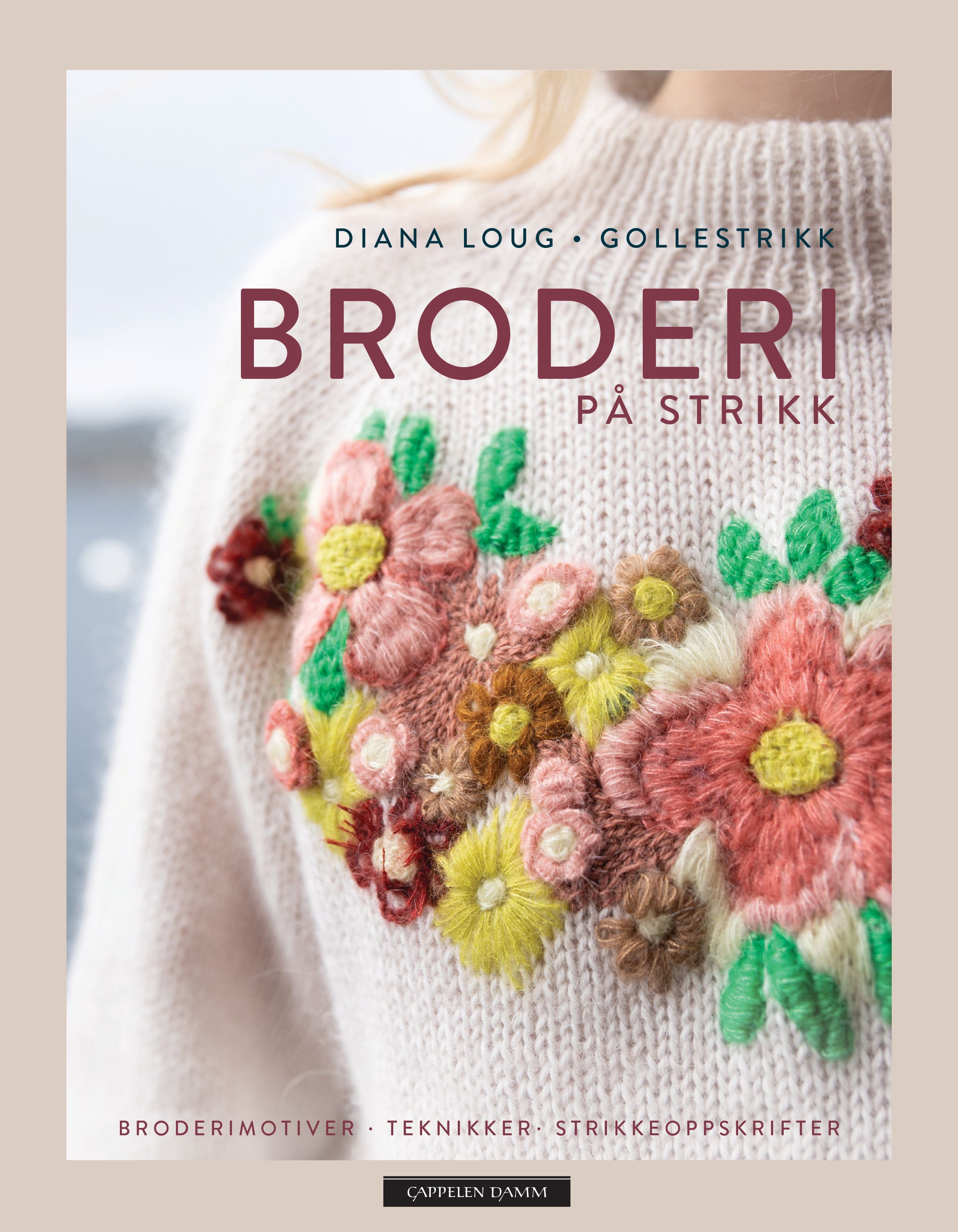 Broderi på strikk - broderimotiver - teknikker - strikkeoppskrifter