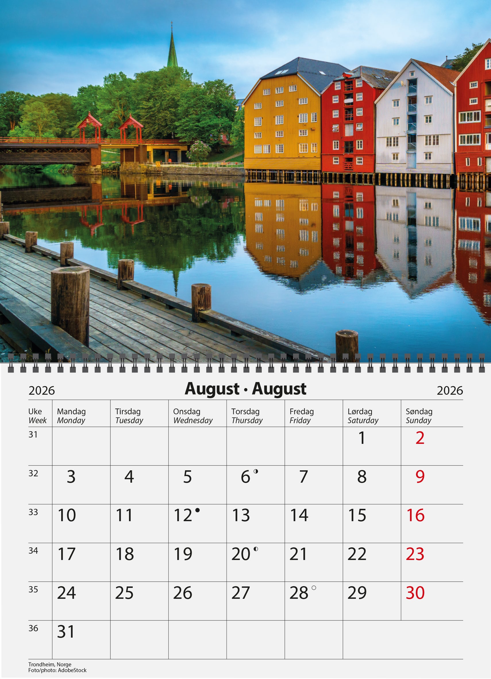 Kalender 7.sans Et År i Norge 2026 A4