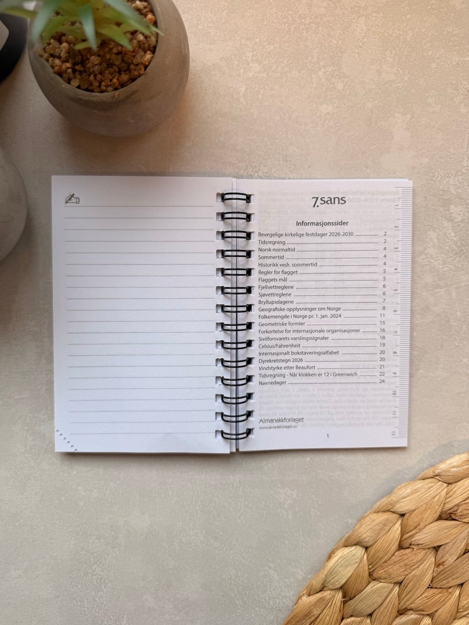 Kalender 2026 7.Sans Adnotam Refill Spiral Grå