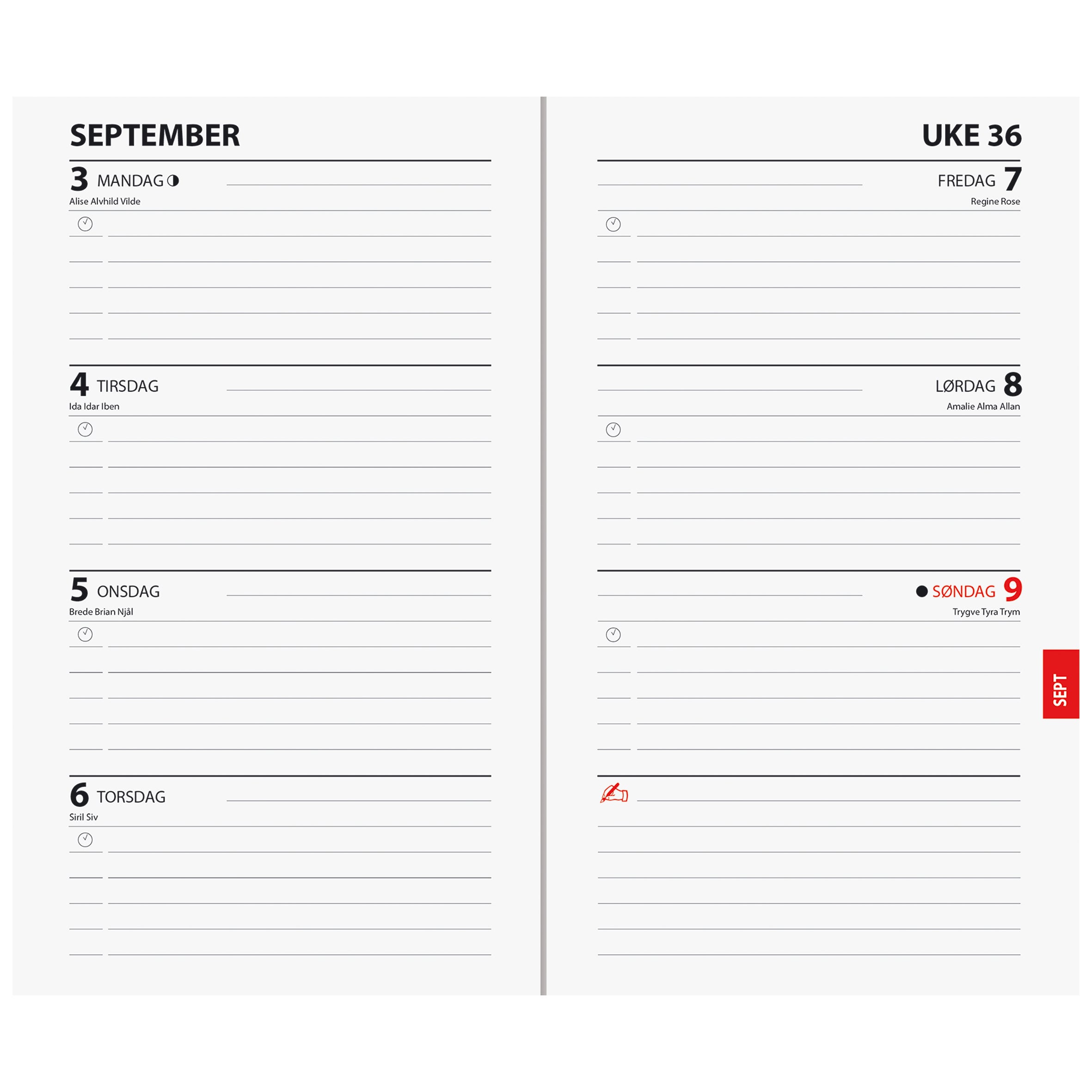 Kalender 2026 7.Sans Spiralplanlegger