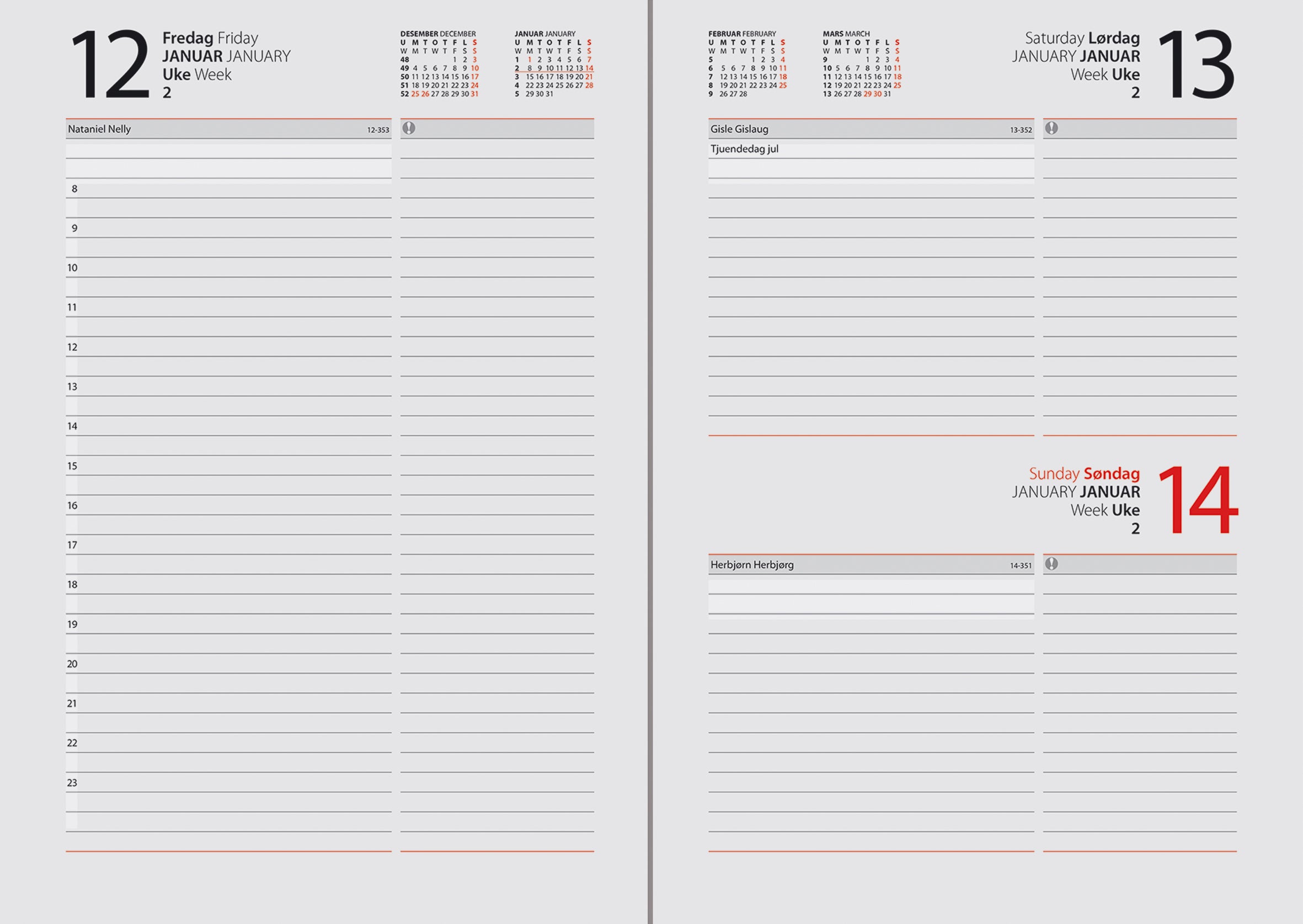 Kalender 2026 7.Sans Dagbok Colour A5