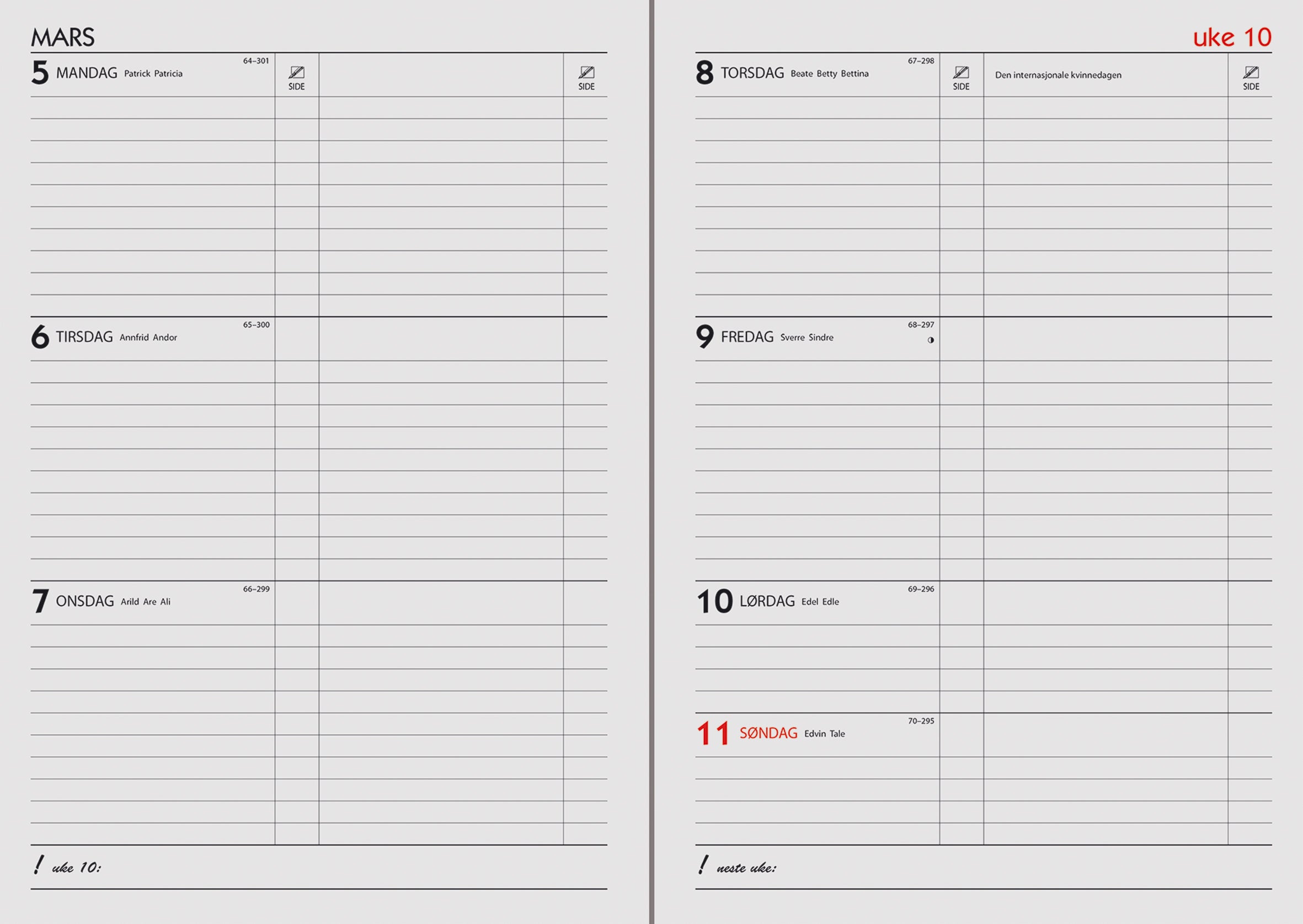 Kalender 2026 Timecenter A5 Uke Sort