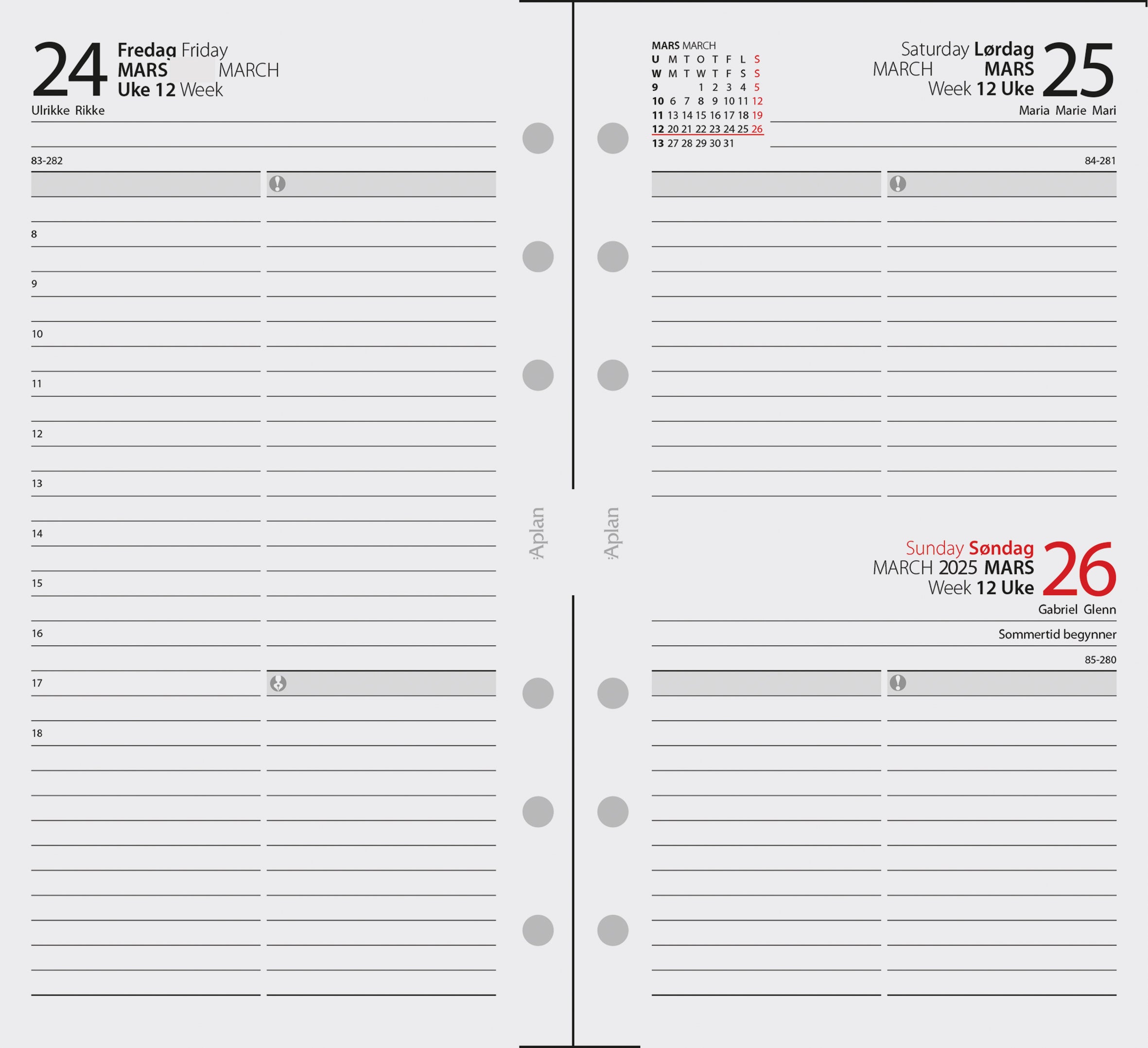 Kalender 2026 Aplan A6 Tempus Dag Årssett