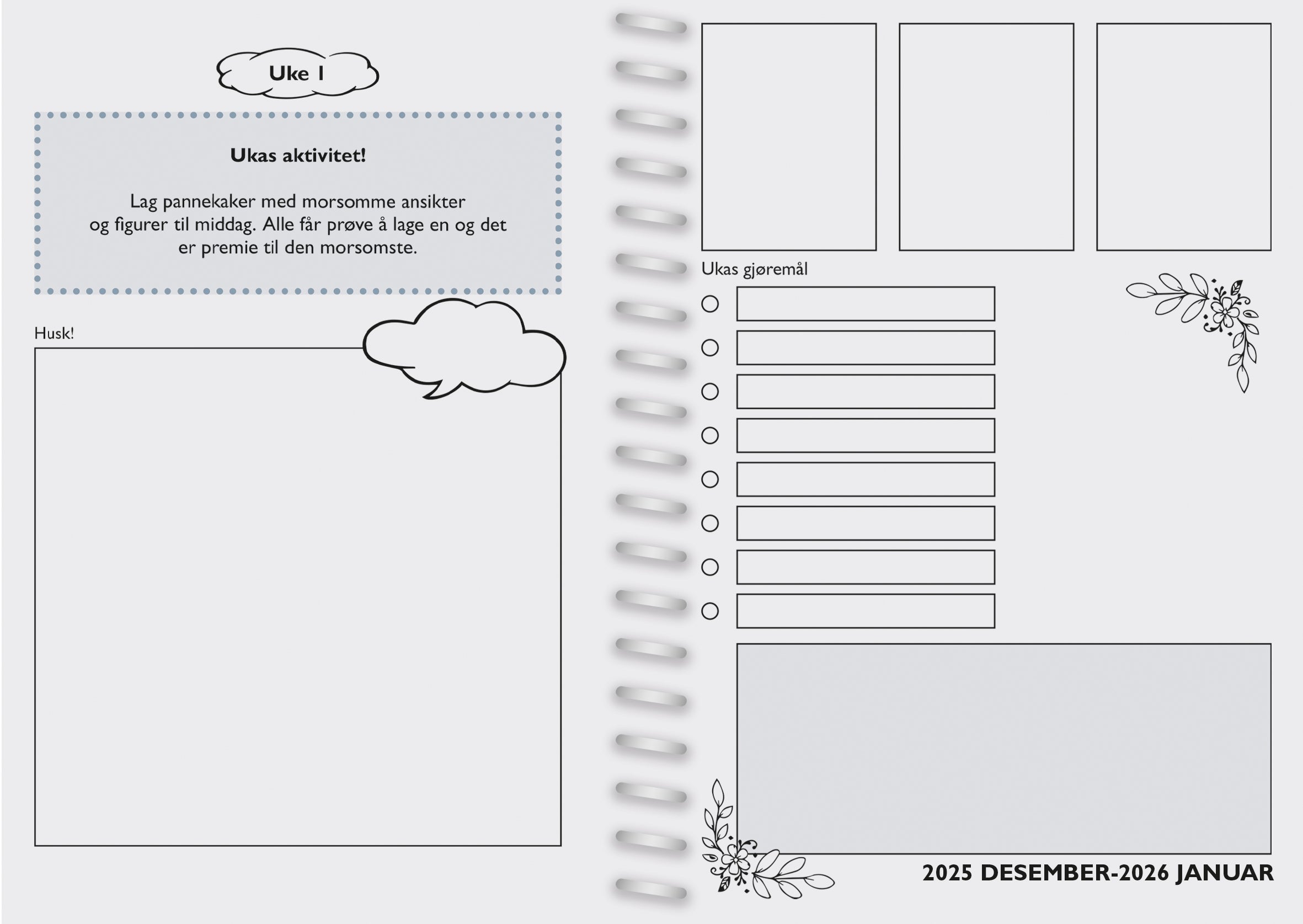 Kalender 2026 7.Sans Familieplanlegger Inspirasjon