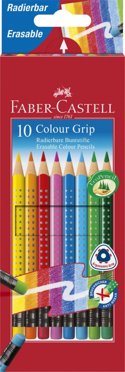 Fargeblyant Faber  Grip 10 Pk Med Viskelær