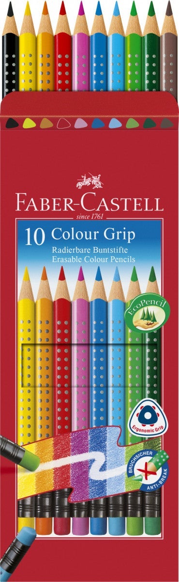 Fargeblyant Faber  Grip 10 Pk Med Viskelær