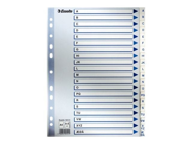 Register Esselte plast A4 A-Å blå/hvit