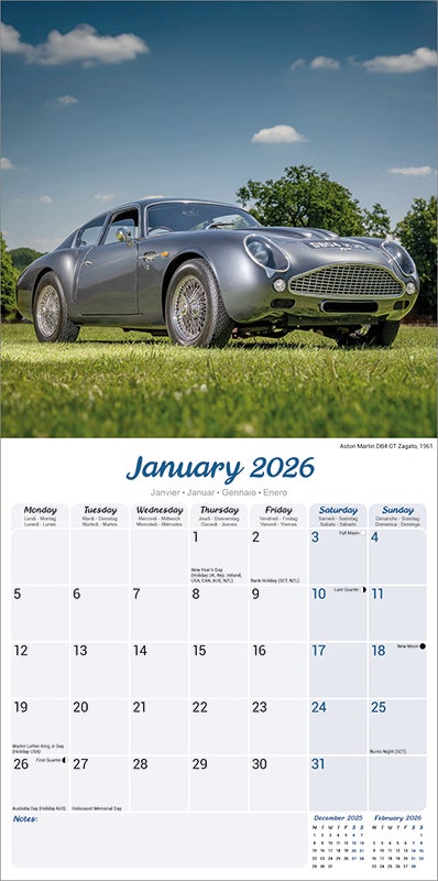 Kalender 2026 30x30 Classic Sports Cars