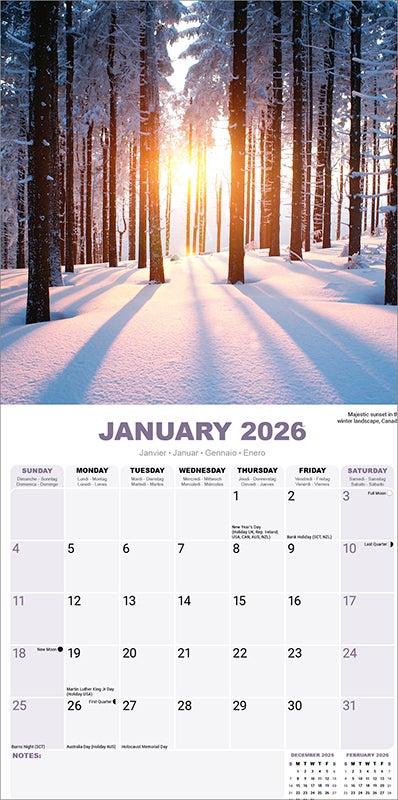 Kalender 2026 30x30 Sunsets