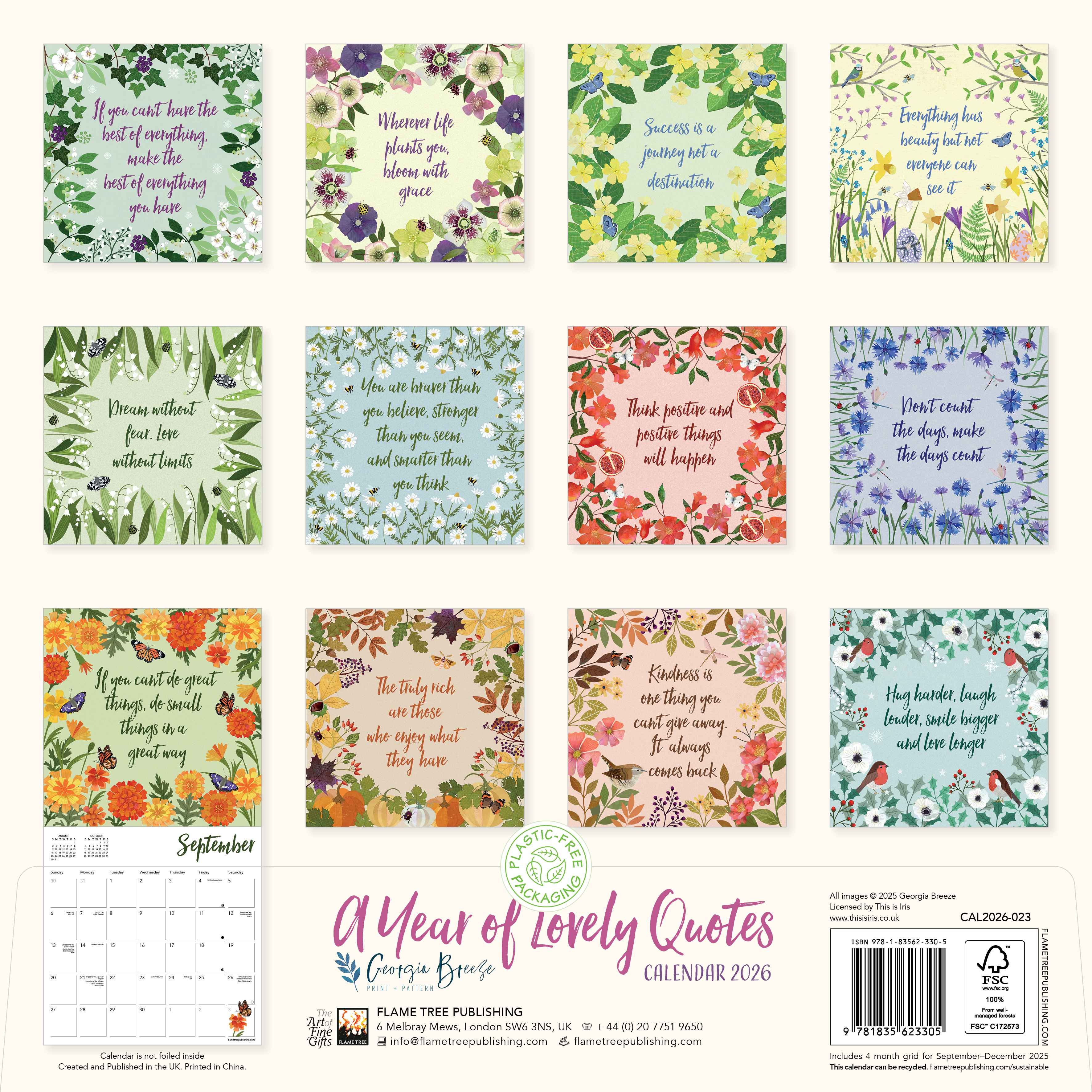 Kalender 2026 30x30 Lovely Quotes