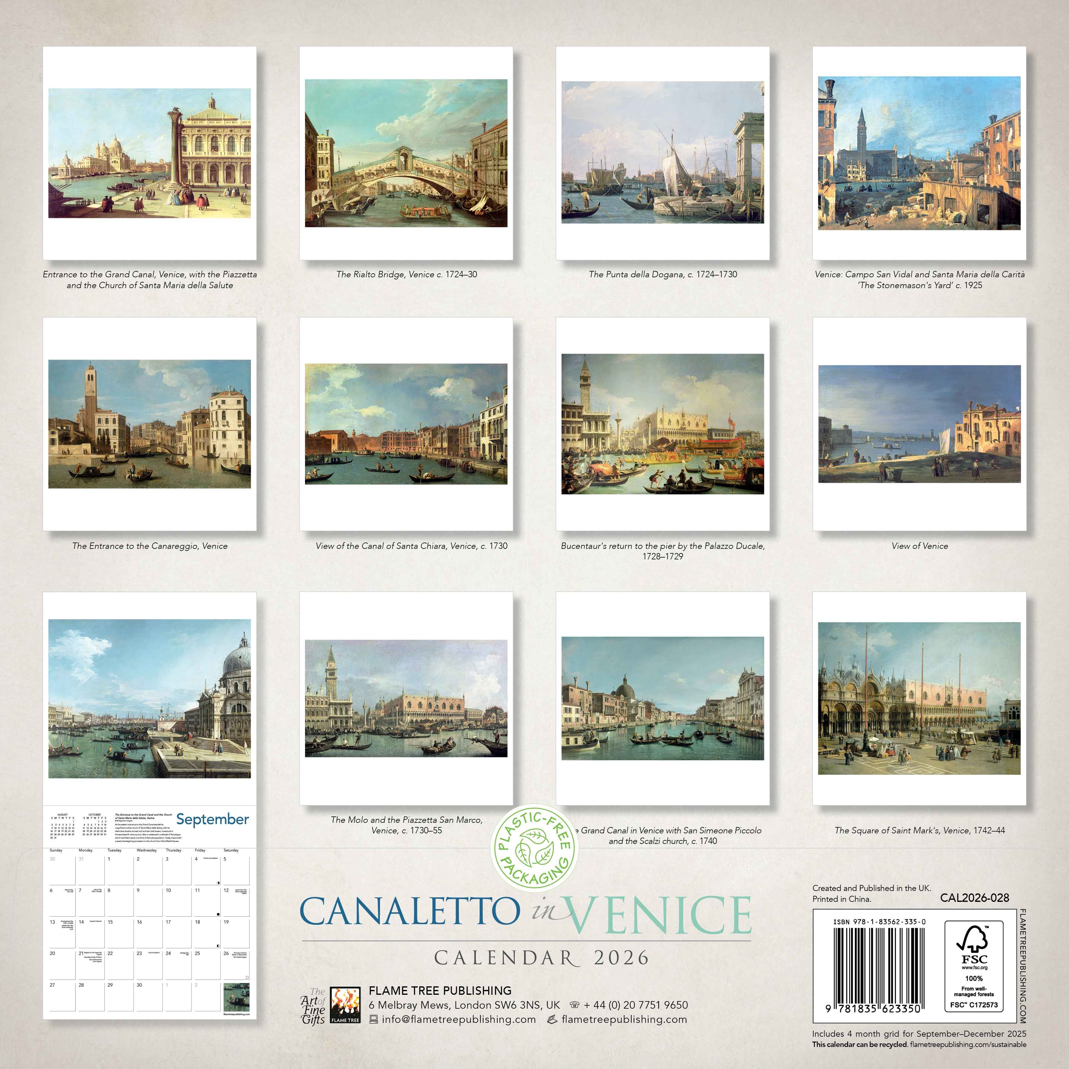 Kalender 2026 30x30 Canaletto in Venice