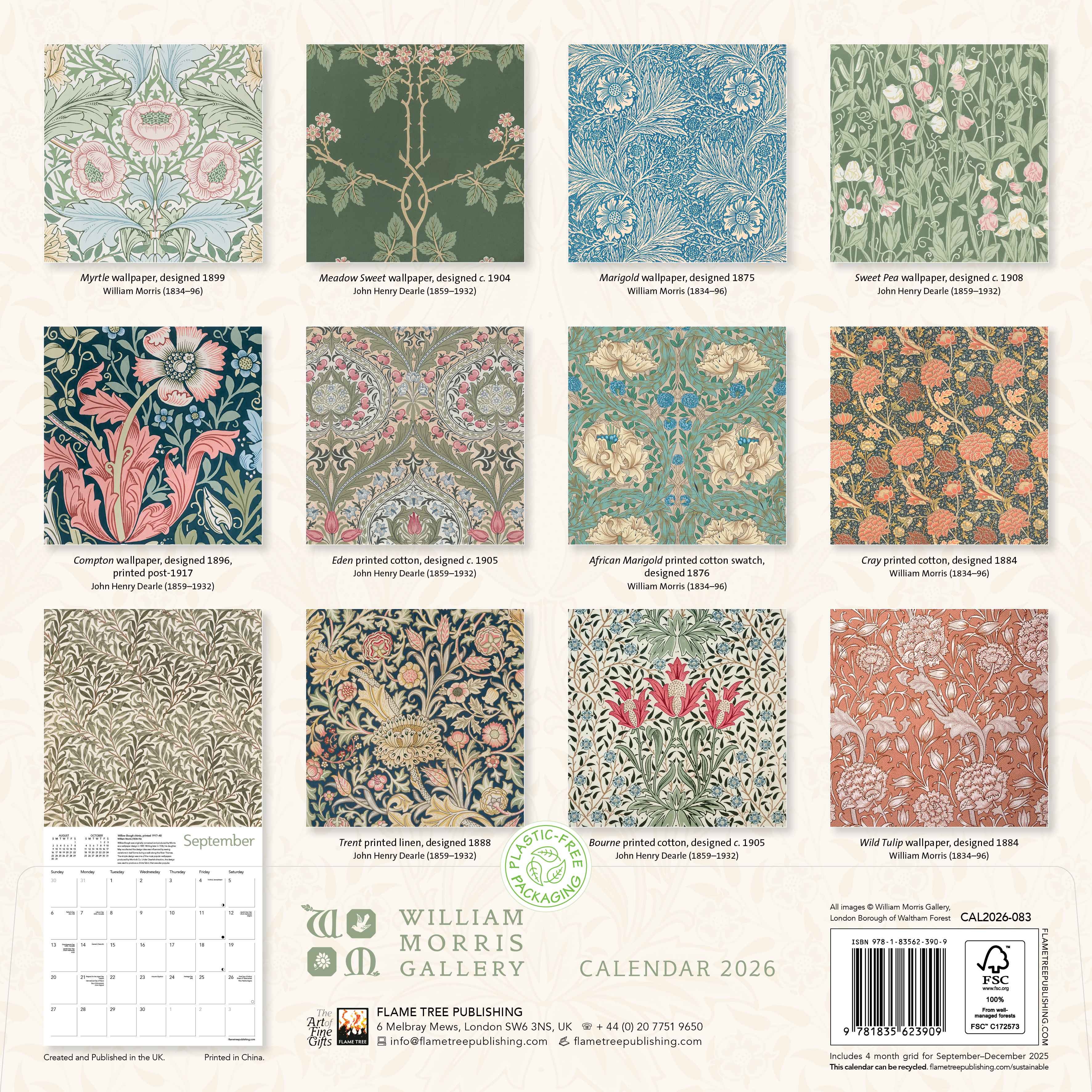 Kalender 2026 30x30 William Morris