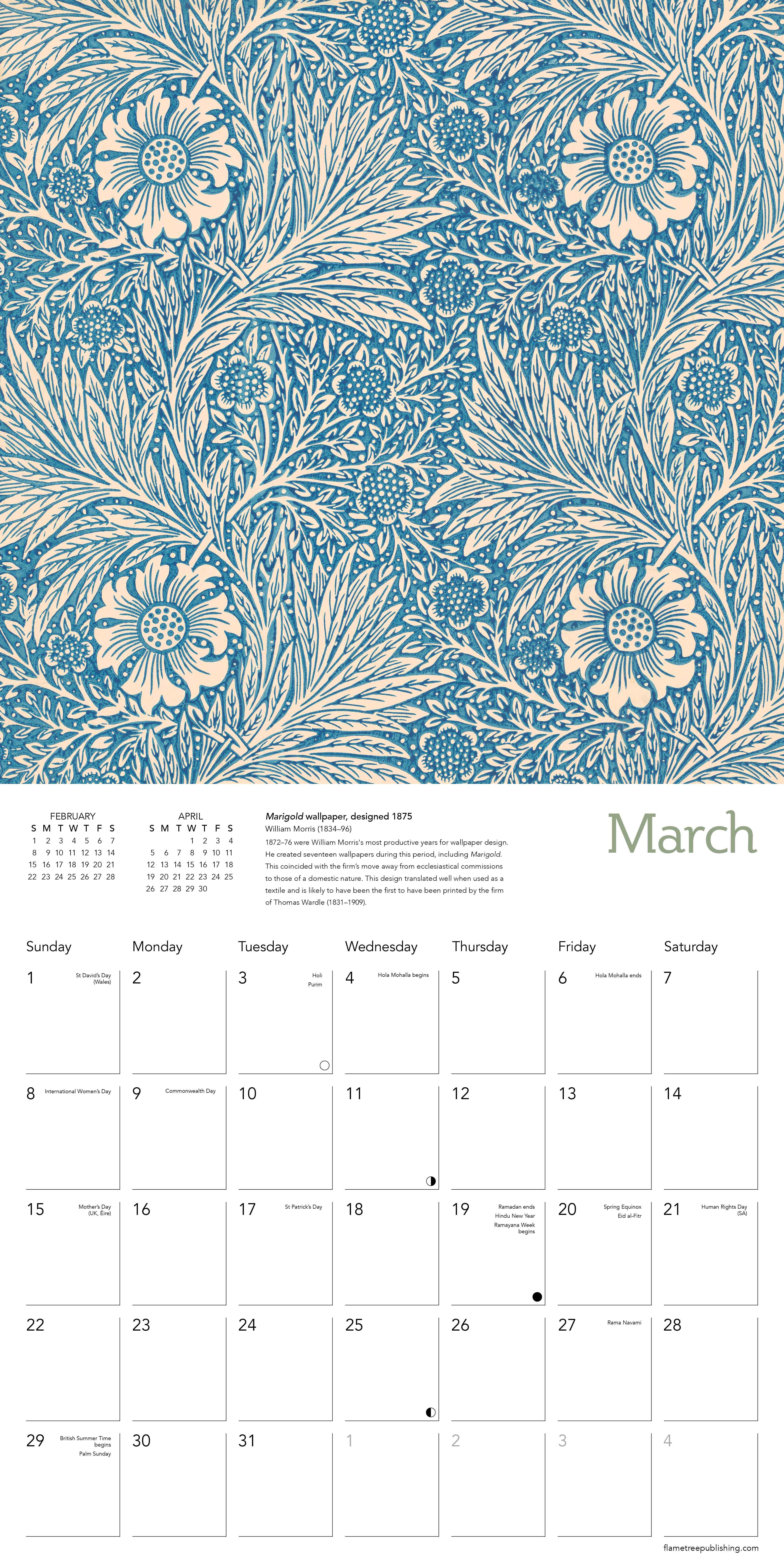 Kalender 2026 30x30 William Morris