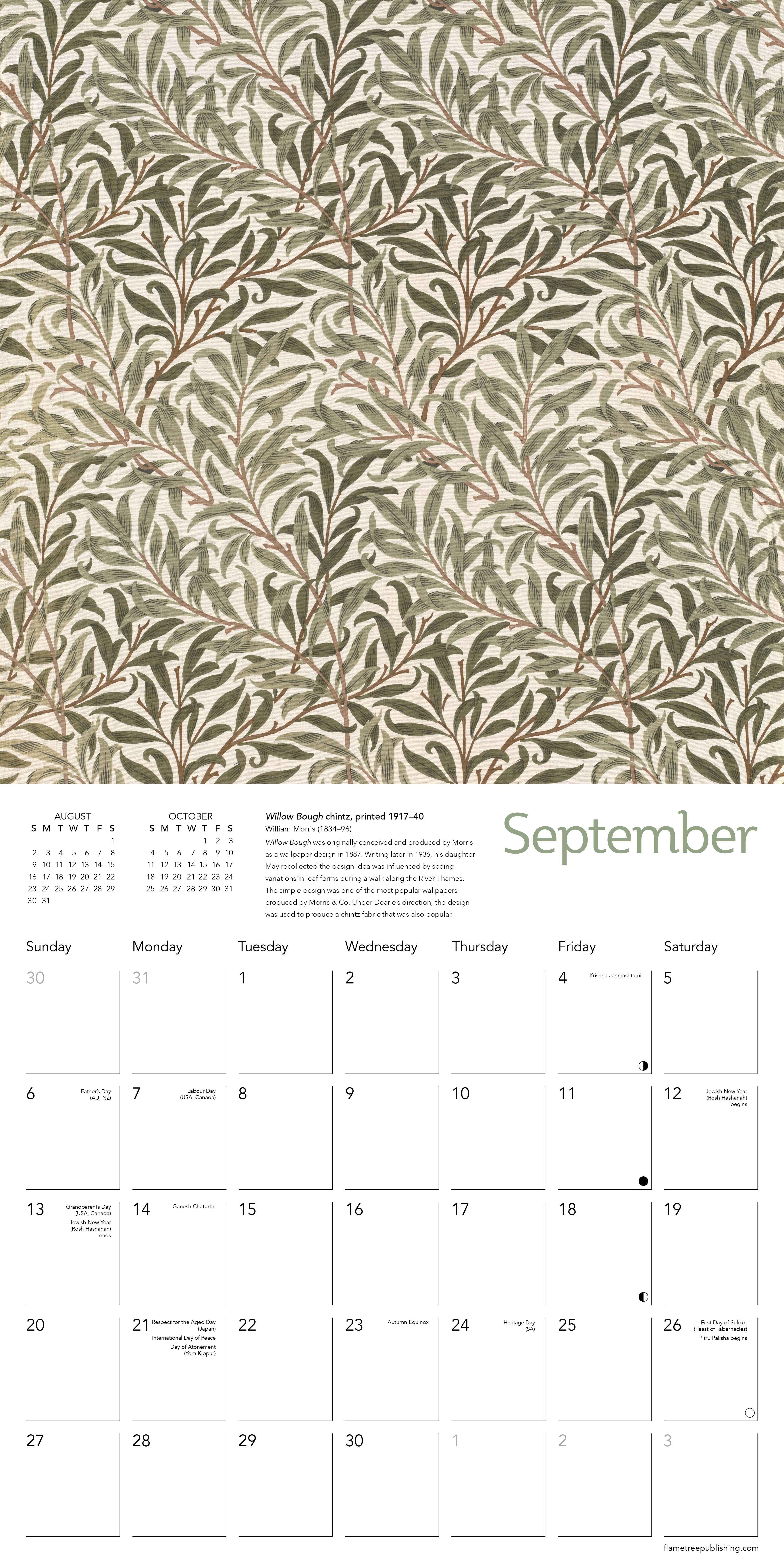 Kalender 2026 30x30 William Morris