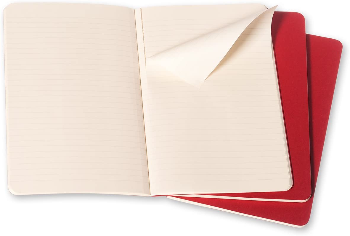 Moleskine Ruled Cahier - Red Cover (3 Set)