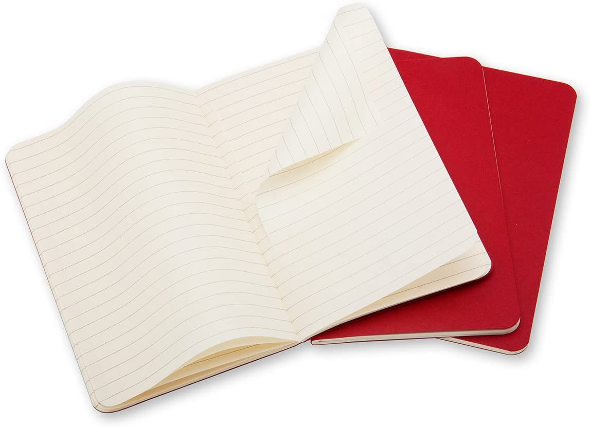 Moleskine Ruled Cahier - Red Cover (3 Set)