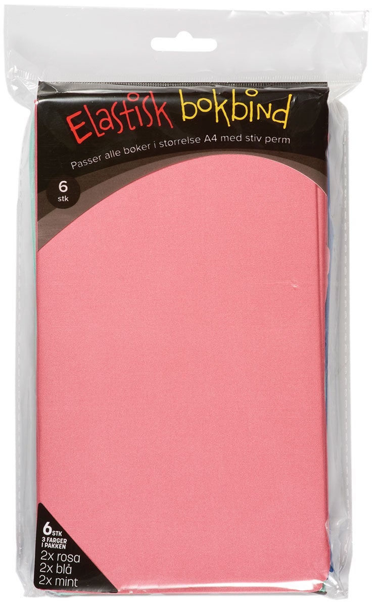 Bokbind Elastisk 6pk Ensfarget Pastell