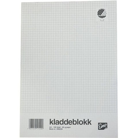 Kladdeblokk A4 Emo ruter 100bl 60g