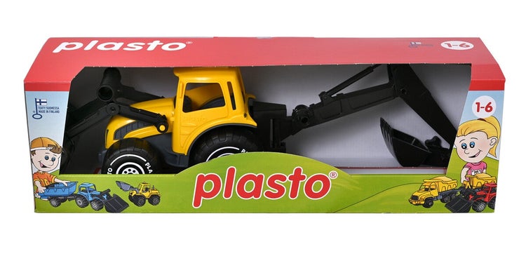 Plasto Traktor med frontlaster gul 70cm