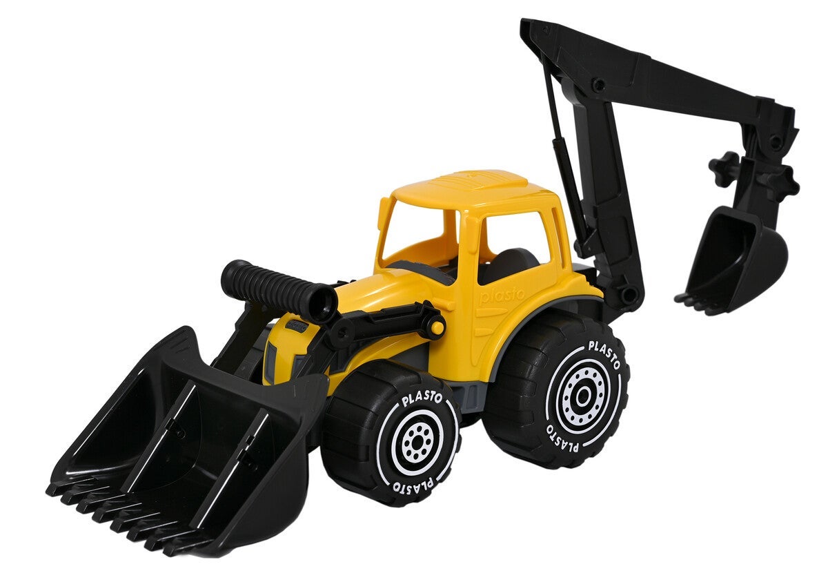 Plasto Traktor med frontlaster gul 70cm