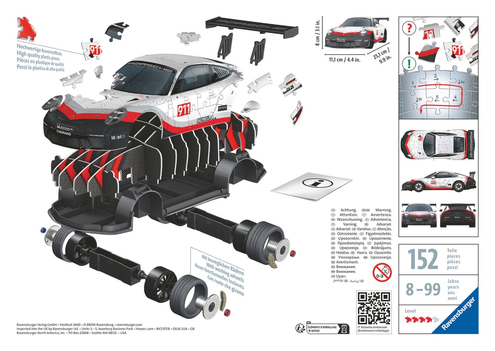 Puslespill 3D 108 Porsche 911 MK2 GT3 Ravensburger