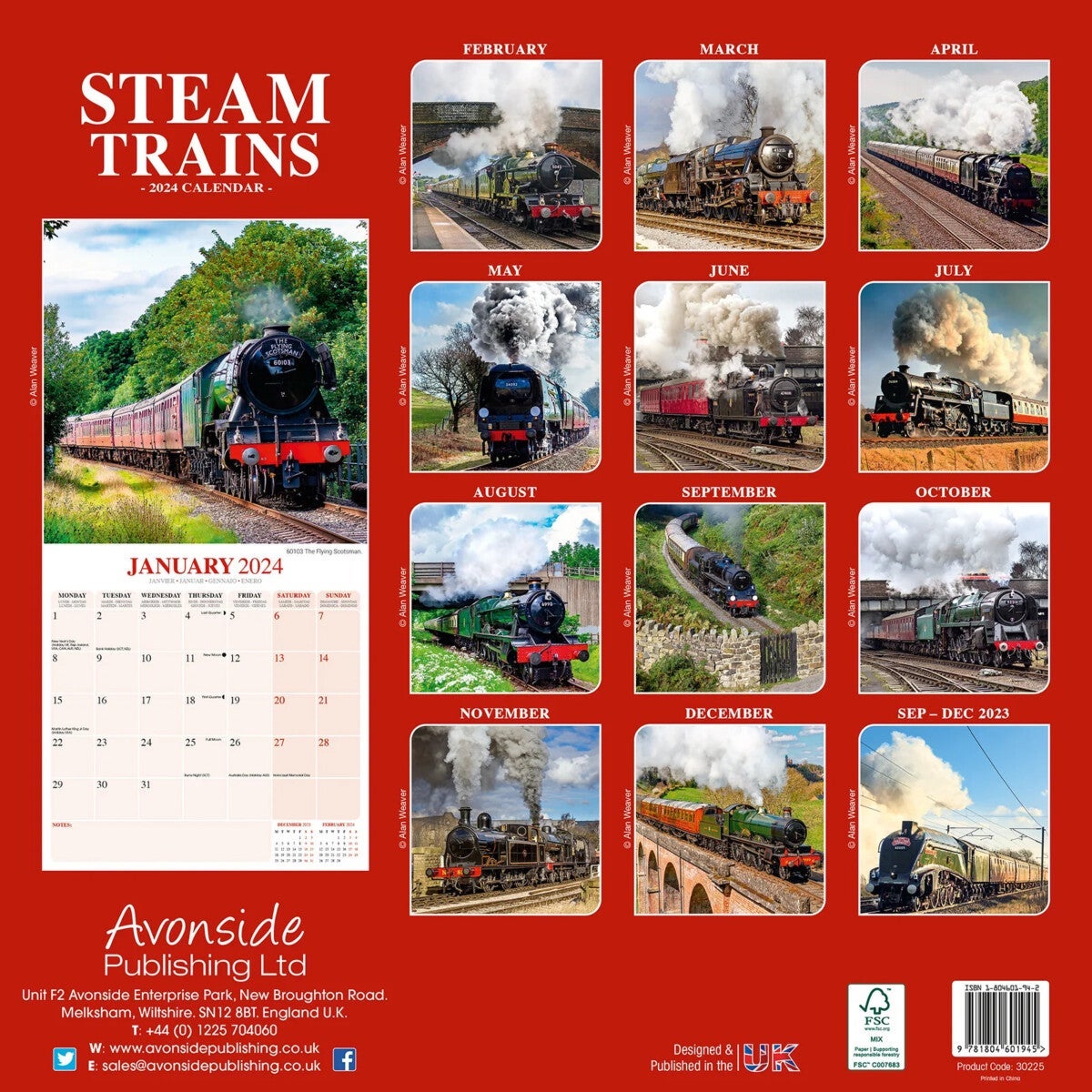 Kalender 2024 Steam Trains 30x30cm