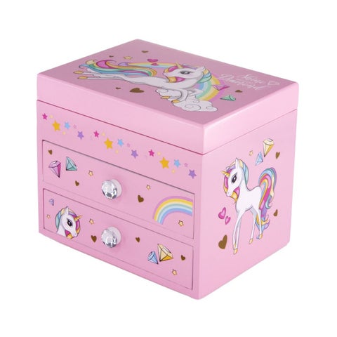 Smykkeskrin i Tre Unicorn Rosa 16x12,5x13,5cm