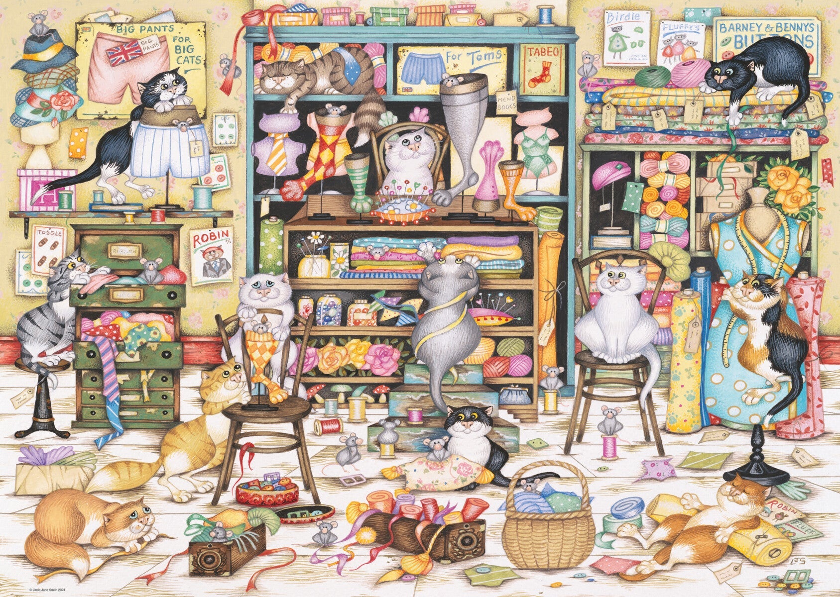 Puslespill 1000 Gale Katter Ravensburger