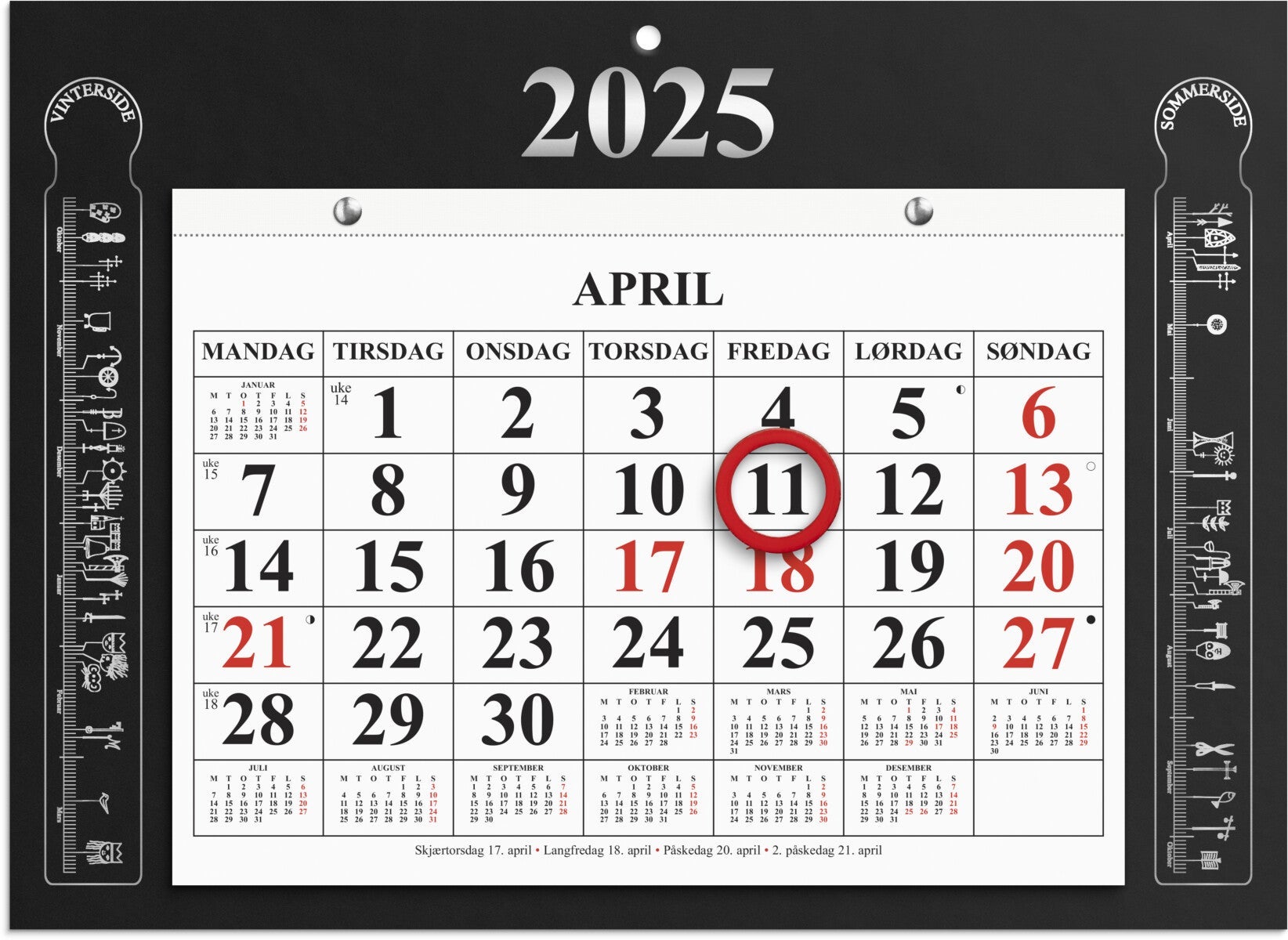 Magnetkalender Grieg Primstav sort 2025