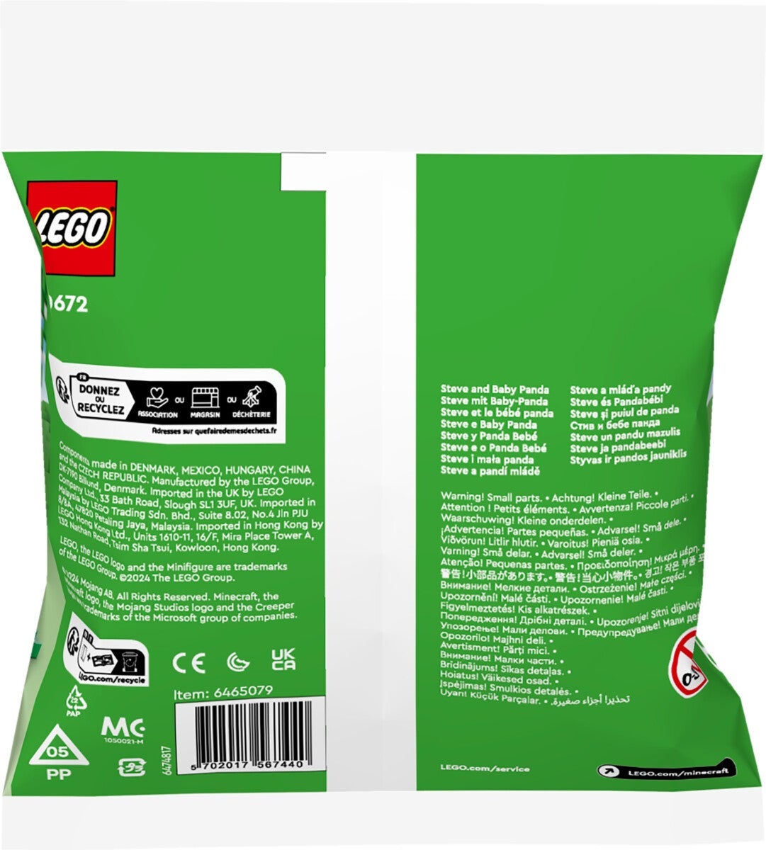 Lego Steve and Baby Panda 30672