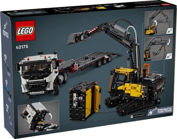 Lego Volvo FMX-trailer & EC230 elgravemaskin 42175