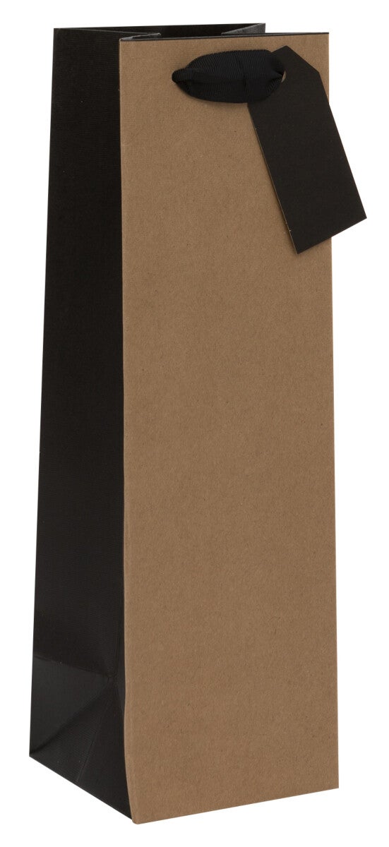 Gavepose Flaske  Ribbed Kraft/Black